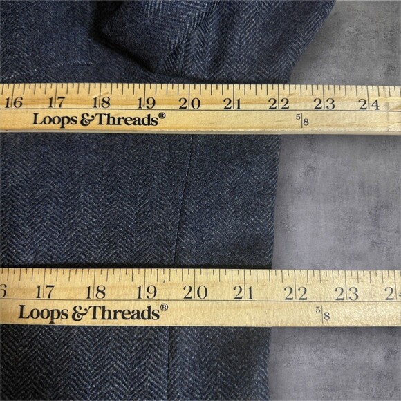 LANDS END Vintage Mans Blazer Sport coat Two button jacket 42R TWEED WOOL Navy - Picture 10 of 13
